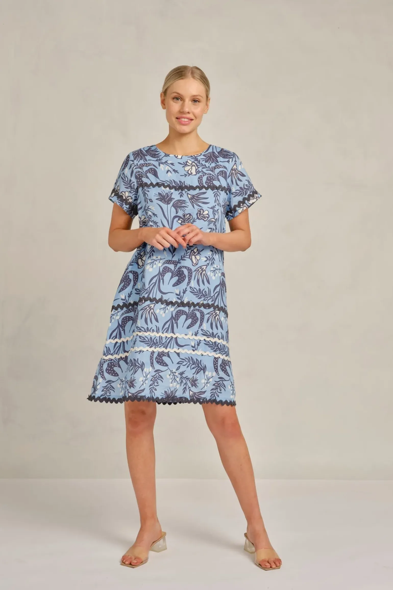Alessandra Claudette Wave Dress Paradise - Cornflower
