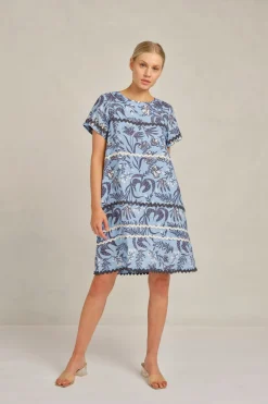 Alessandra Claudette Wave Dress Paradise - Cornflower