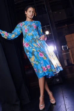 Alessandra Jade Cotton Silk Dress - Periwinkle  Aria