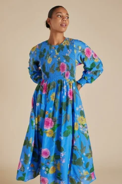 Alessandra Jade Cotton Silk Dress - Periwinkle Aria