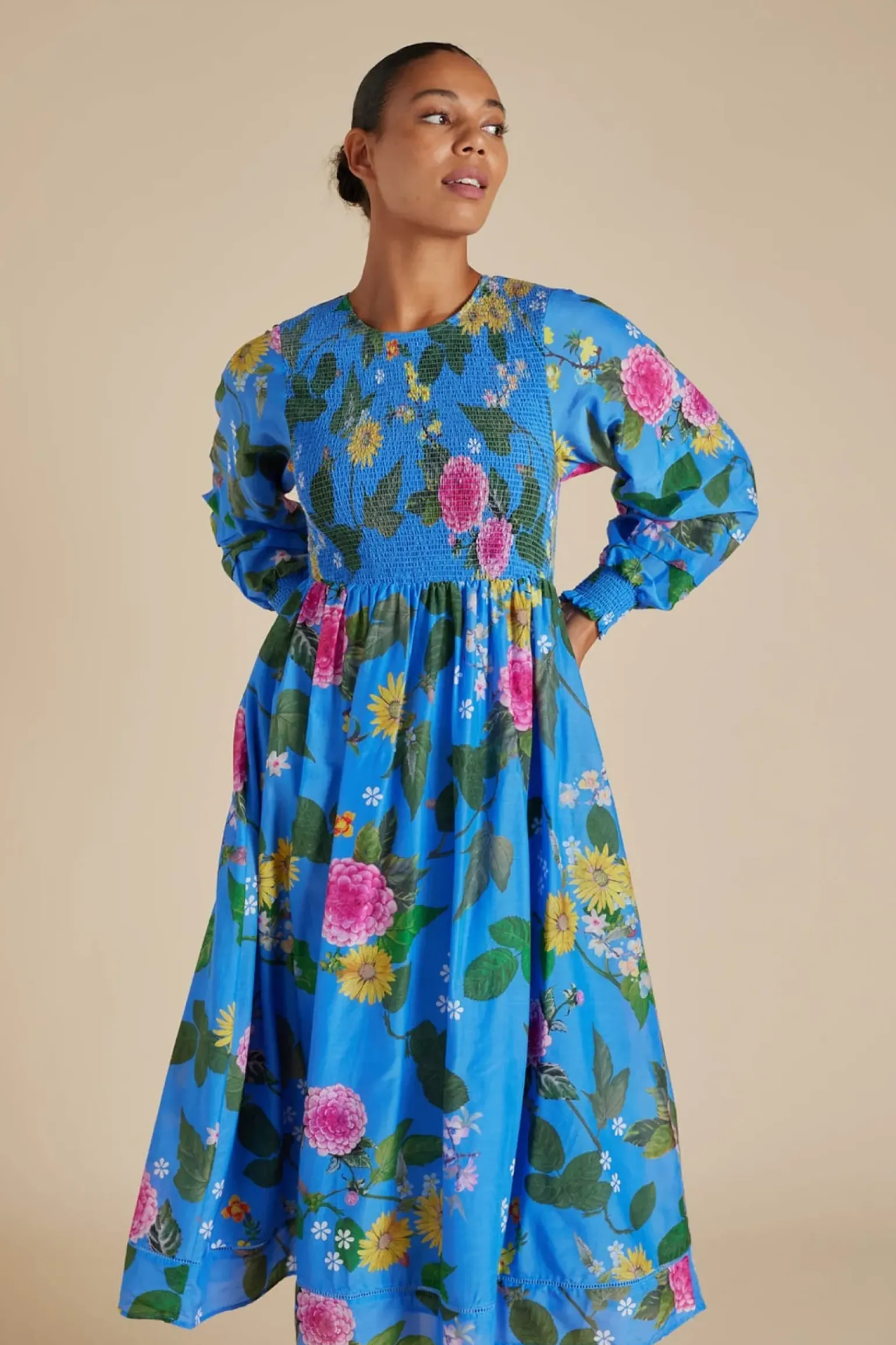 Alessandra Jade Cotton Silk Dress - Periwinkle Aria