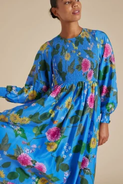 Alessandra Jade Cotton Silk Dress - Periwinkle Aria