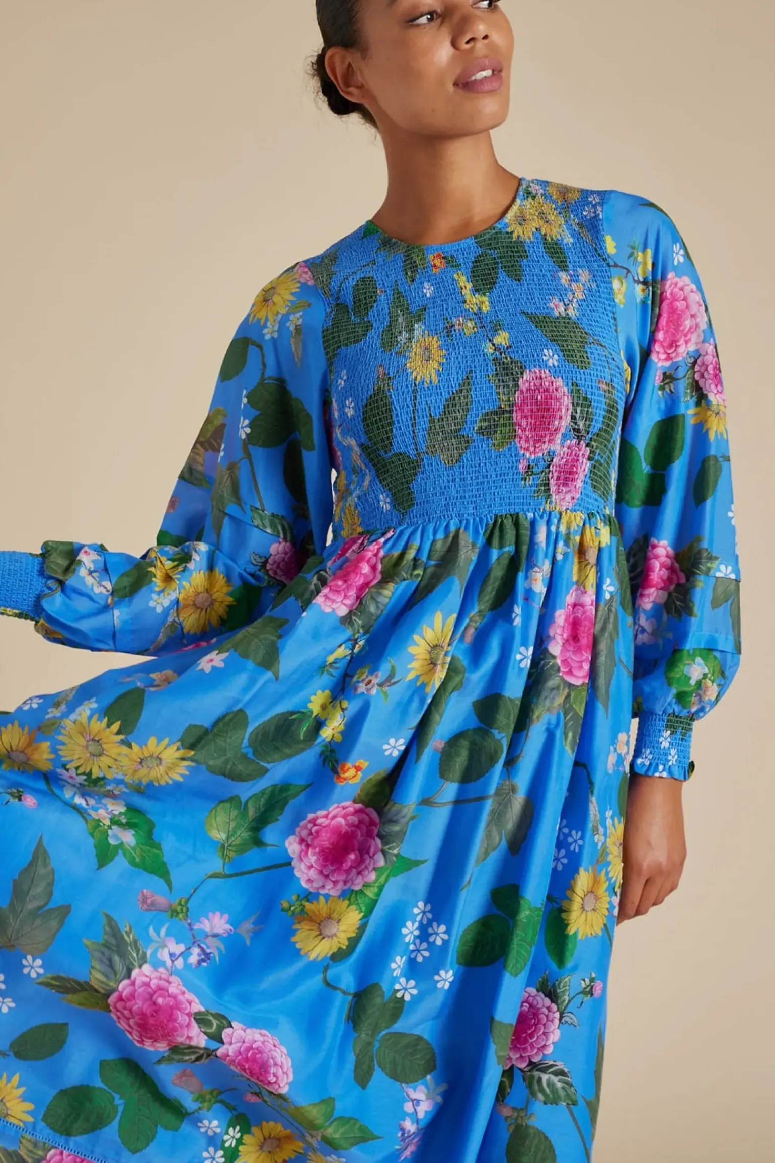 Alessandra Jade Cotton Silk Dress - Periwinkle Aria