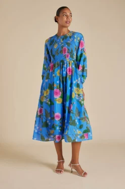 Alessandra Jade Cotton Silk Dress - Periwinkle Aria