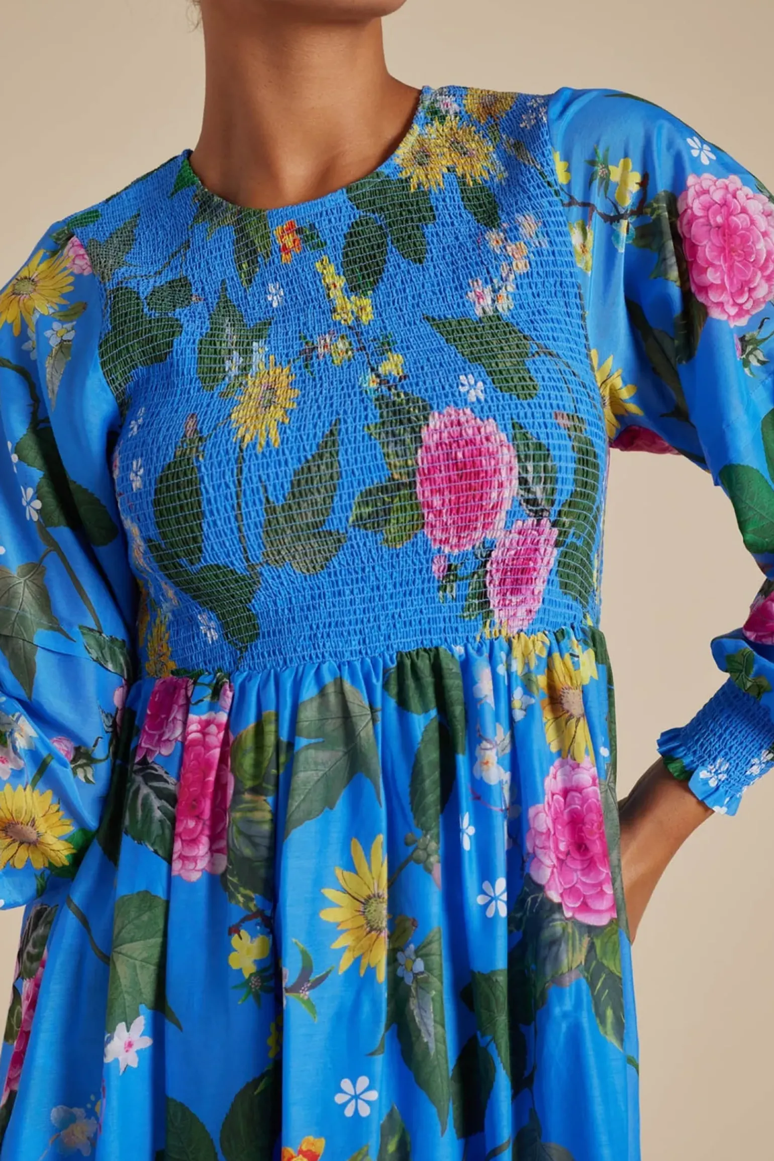 Alessandra Jade Cotton Silk Dress - Periwinkle Aria