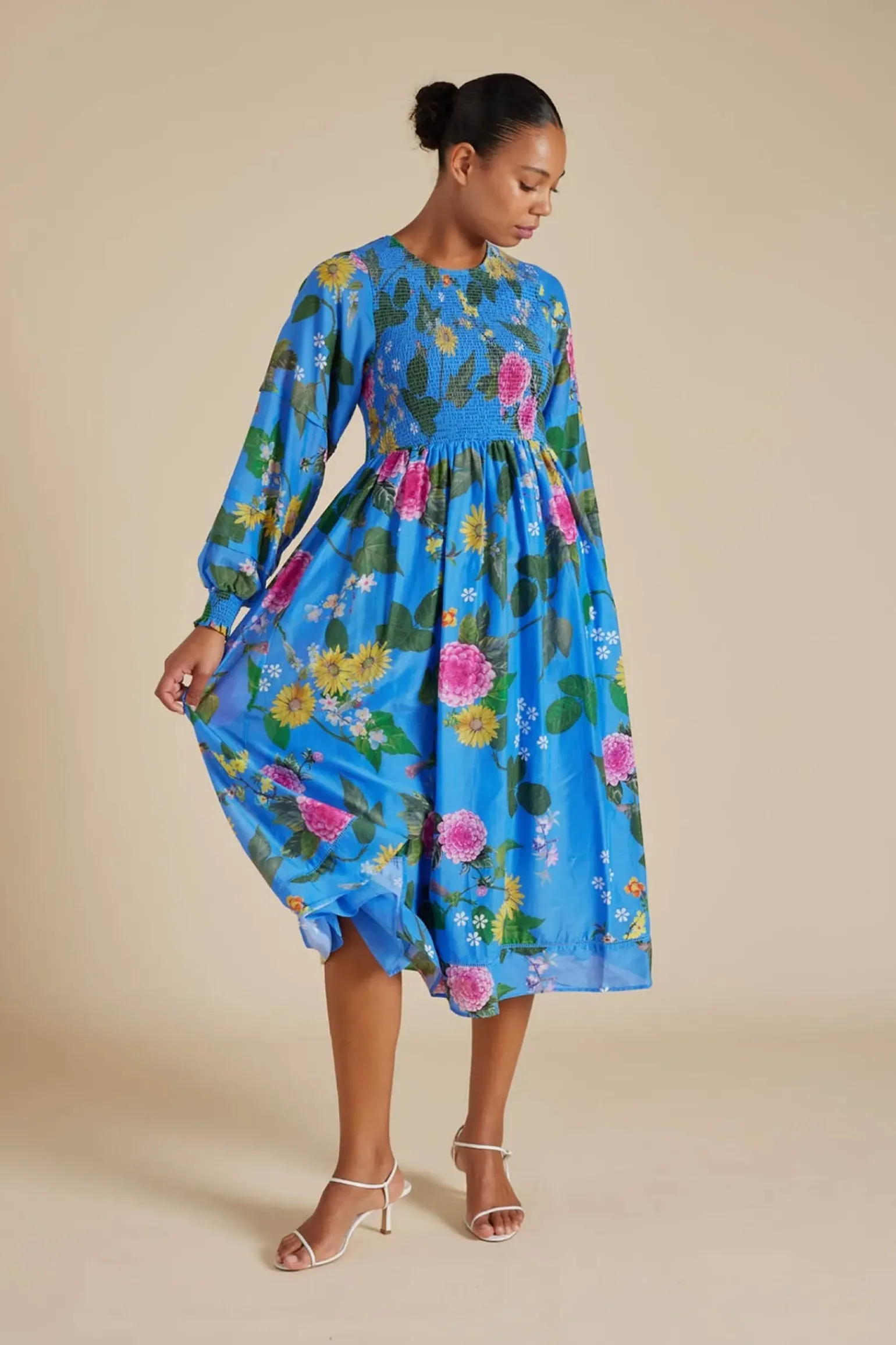 Alessandra Jade Cotton Silk Dress - Periwinkle Aria