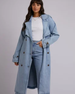 All About Eve Rio Trench Coat - Light Blue