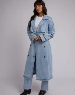 All About Eve Rio Trench Coat - Light Blue