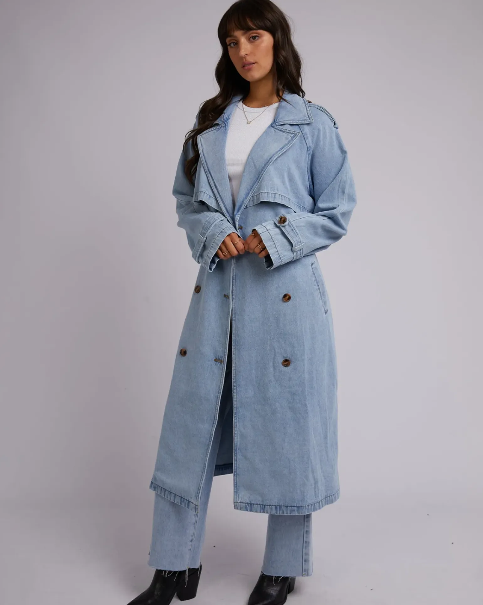 All About Eve Rio Trench Coat - Light Blue