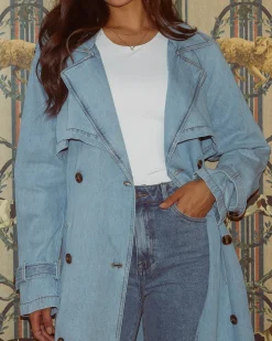 All About Eve Rio Trench Coat - Light Blue