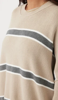 ARCAA Harper Stripe Sweater - Taupe, Cream & Dark Grey Marle