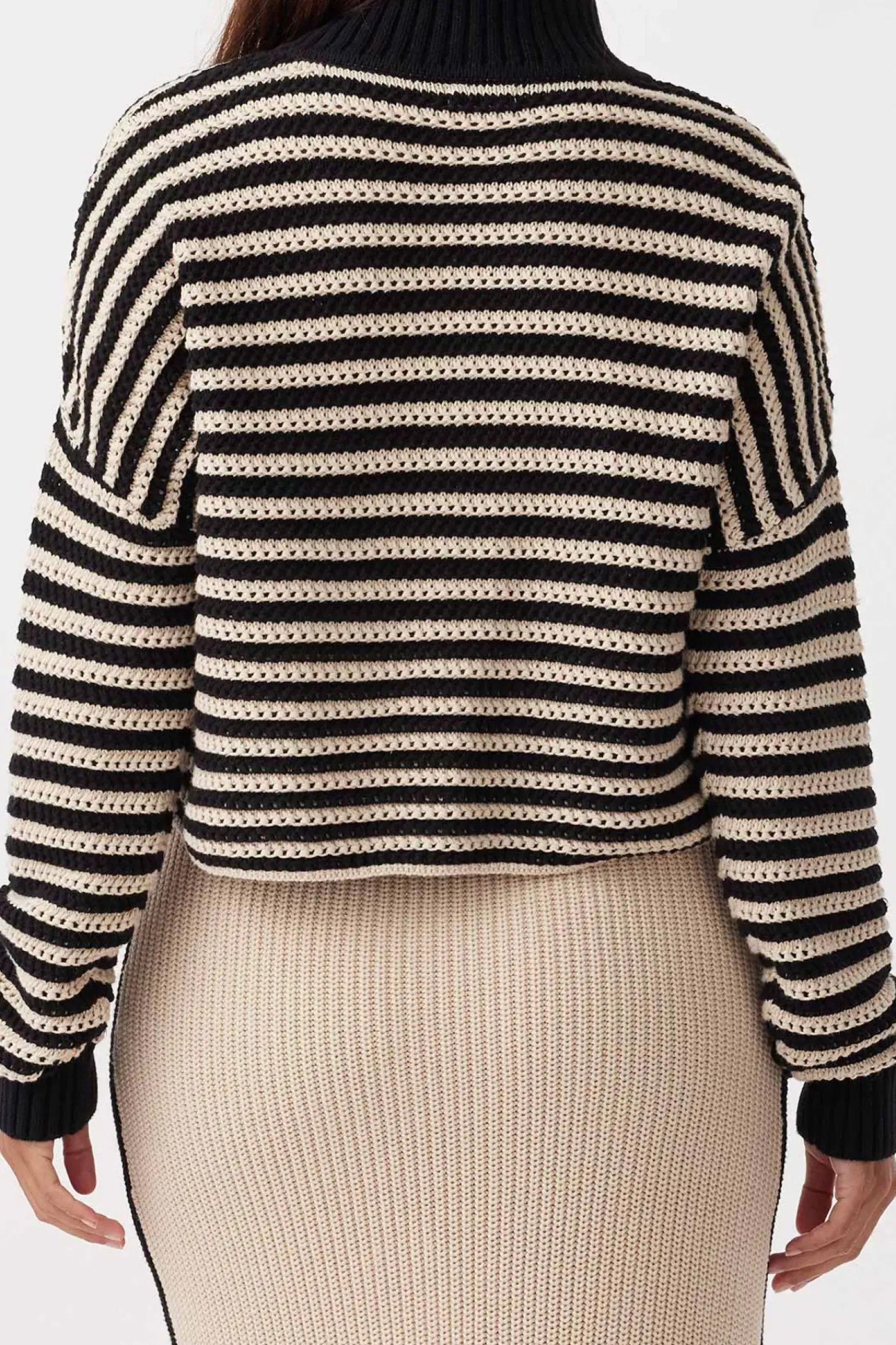 ARCAA June Cropped Sweater - Sand & Black