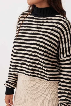 ARCAA June Cropped Sweater - Sand & Black