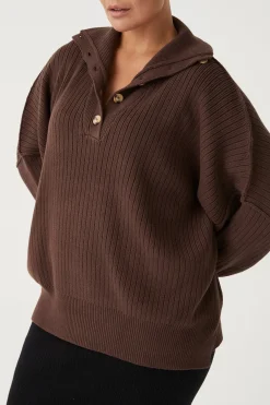 ARCAA Margo Button Up Sweater - Chocolate