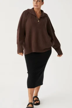 ARCAA Margo Button Up Sweater - Chocolate