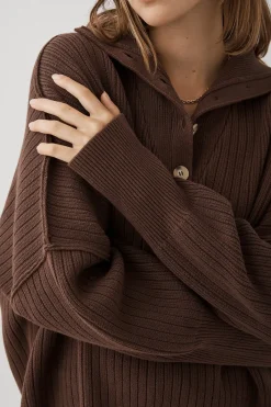 ARCAA Margo Button Up Sweater - Chocolate