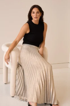 Brave & True Alias Pleated Skirt - Champagne