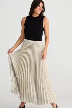 Brave & True Alias Pleated Skirt - Champagne