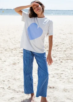 Cartel & Willow Cornflower Heart Tee - Marle/Cornflower