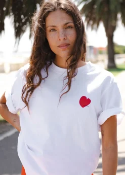 Cartel & Willow Mini Heart Tee - White/Deep Red