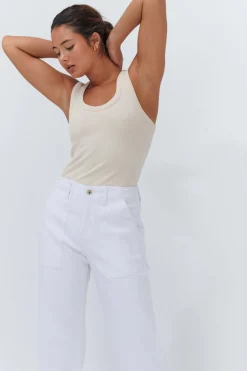 Celeste Pant- Cropped White