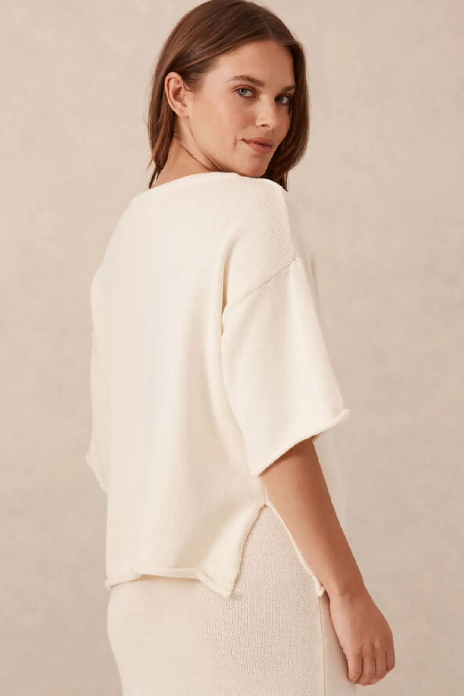 Ceres Life Boxy Knit Tee- Eggshell