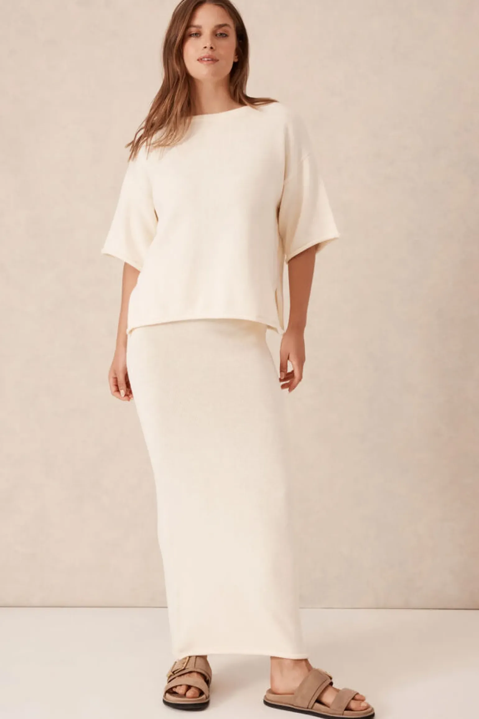 Ceres Life Boxy Knit Tee- Eggshell