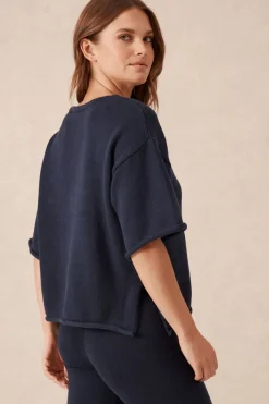 Ceres Life Boxy Knit Tee- Navy