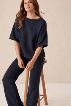 Ceres Life Boxy Knit Tee- Navy