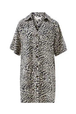 Ceres Life Boxy Shirt Dress - Leopard Linen Blend