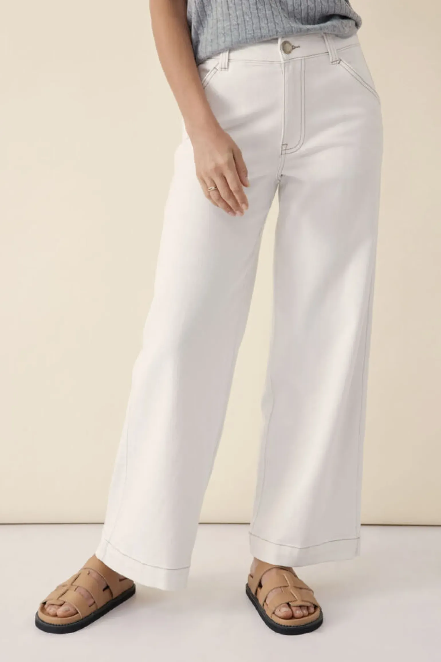 Ceres Life Classic Wide Leg Jean - Fresh Ecru