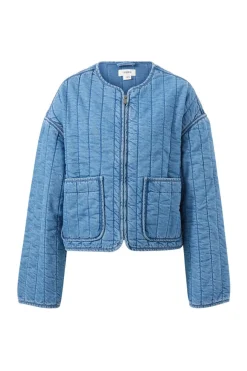 Ceres Life Comfy Quilted Boxy Jacket - Worn Blue