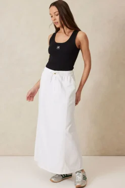 Ceres Life Contour Rib Scoop Tank - Black/White Monogram Embroidery