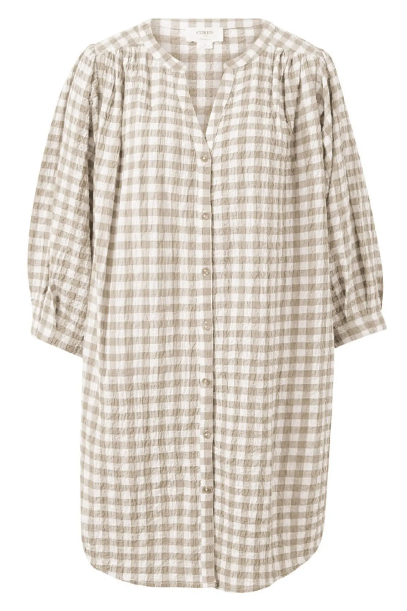 Ceres Life Crinkle Mini Dress - Fig Green/White Gingham