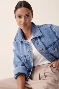 Ceres Life Cropped Denim Jacket - Vintage Blue
