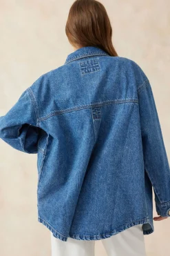 Ceres Life Denim Side Pocket Shacket - Fresh Indigo