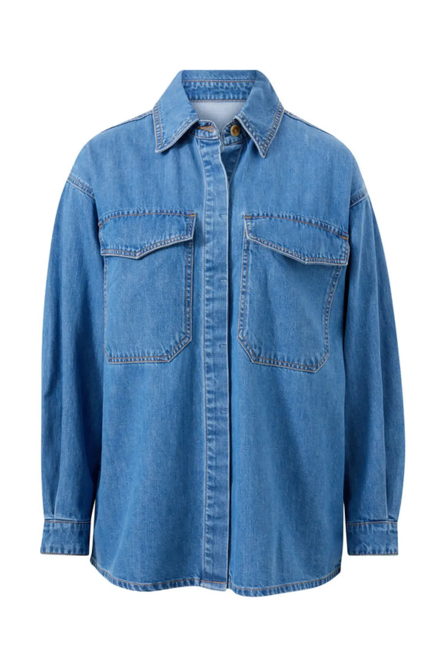 Ceres Life Essentials Denim Shirt- Mid Blue Wash