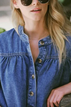 Ceres Life Half Placket Tunic Dress - Fresh Indigo