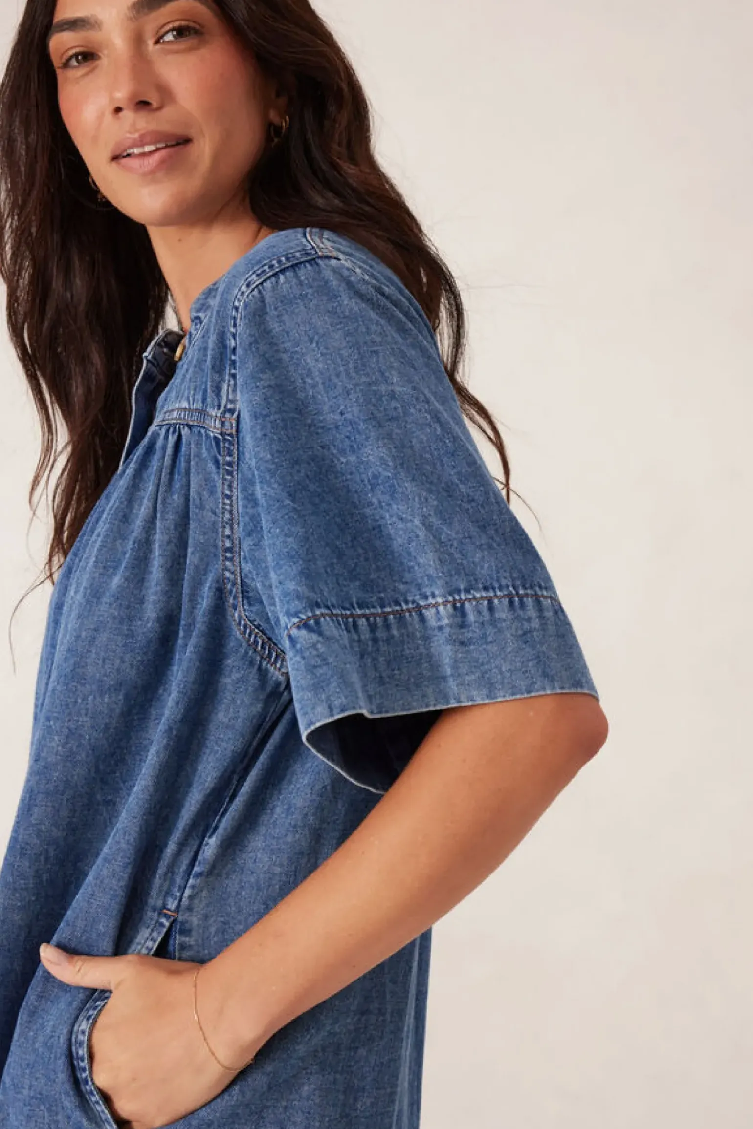 Ceres Life Half Placket Tunic Dress - Fresh Indigo
