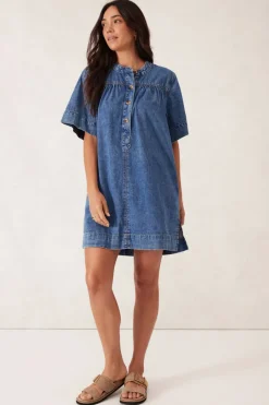 Ceres Life Half Placket Tunic Dress - Fresh Indigo