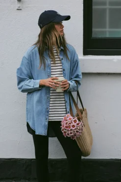 Ceres Life Longline Denim Shirt - Vintage blue