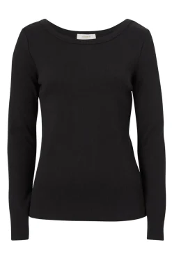 Ceres Life Organic Rib Long Sleeve Top - Black
