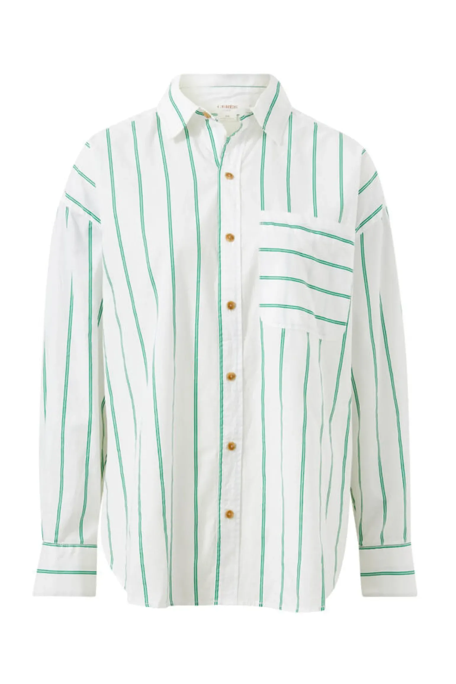 Ceres Life Oversized Poplin Shirt- Grass Fine Twin Stripe