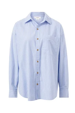 Ceres Life Oversized Poplin Shirt - White Heritage Blue Stripe