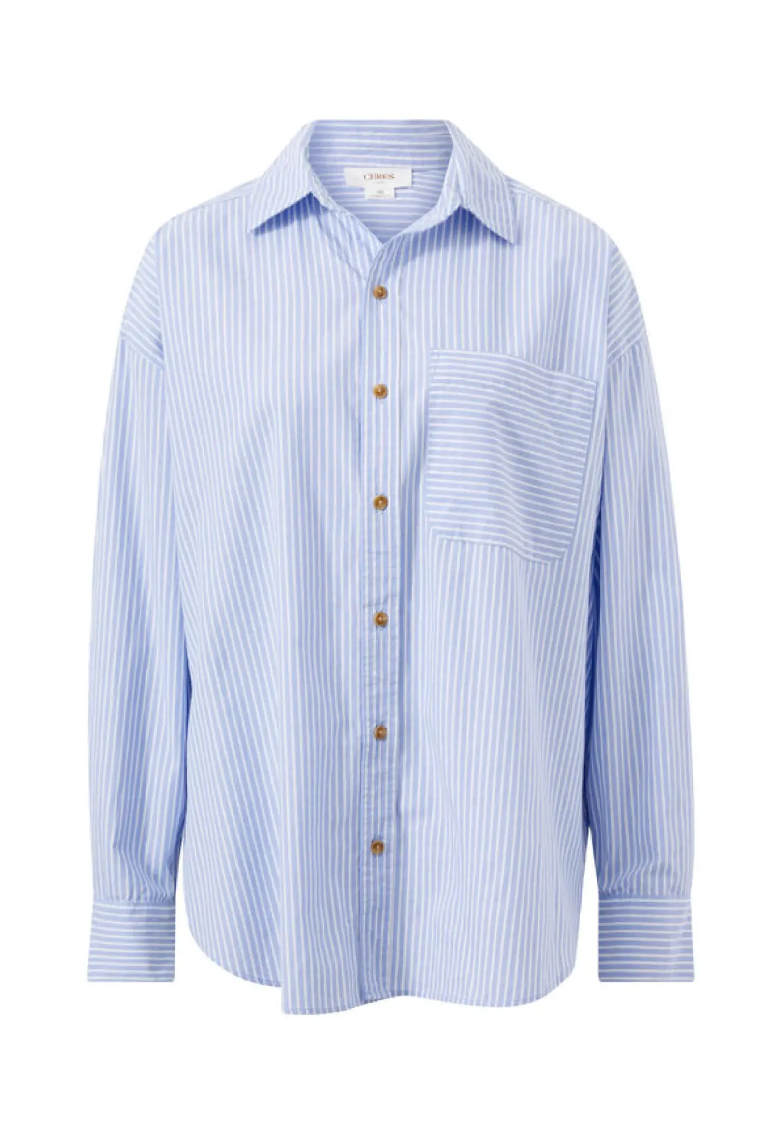 Ceres Life Oversized Poplin Shirt - White Heritage Blue Stripe