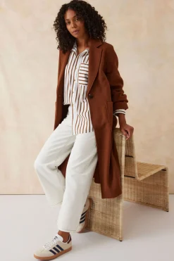 Ceres Life Oversized Poplin Shirt - White Biscuit Stripe
