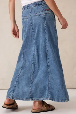 Ceres Life Panelled Maxi Skirt - Worn Blue Denim