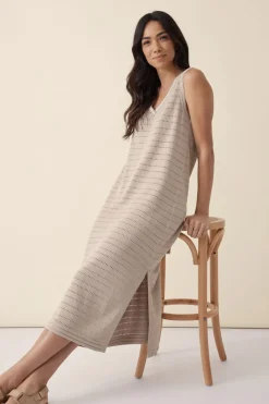 Ceres Life Pointelle Sleeveless Knit Dress - String