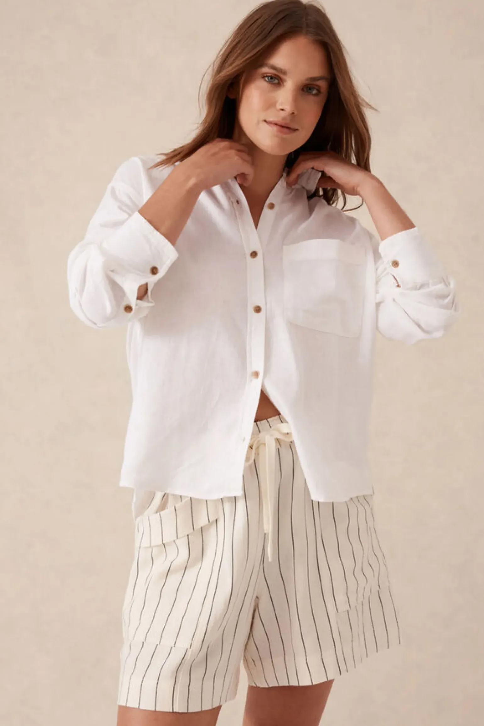 Ceres Life Relaxed Pocket Shirt- White