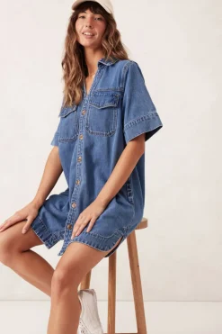 Ceres Life Relaxed Shirt Dress - Fresh Indigo